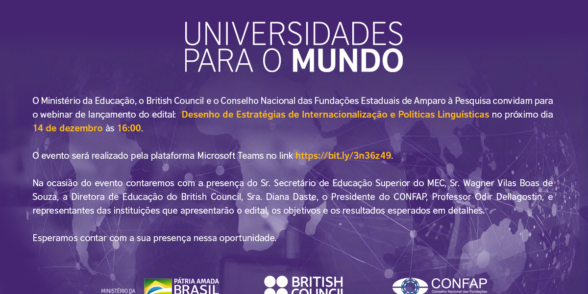 MEC, Confap e British Council lançam edital para promover cooperação entre universidades brasileiras e britânicas