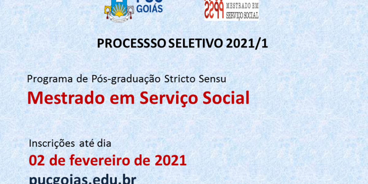 Abertas inscrições ao mestrado em Serviço Social da PUC Goiás