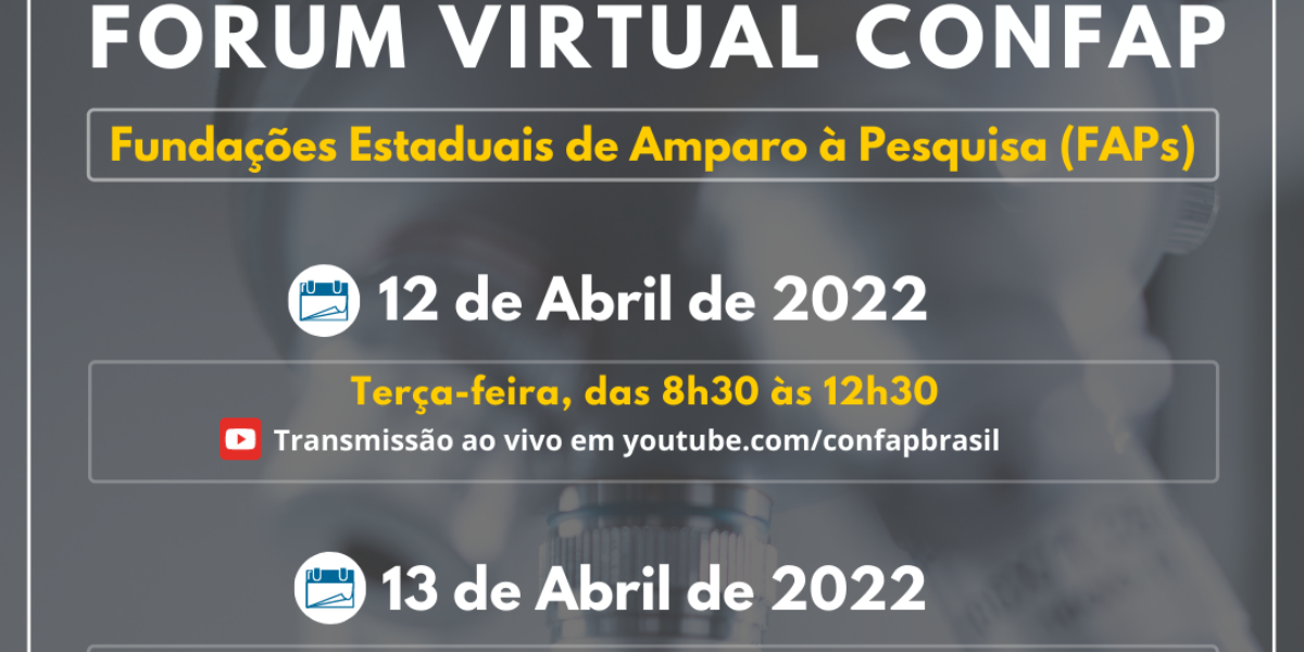 Fórum Virtual Confap será realizado nos dias 12 e 13 de abril