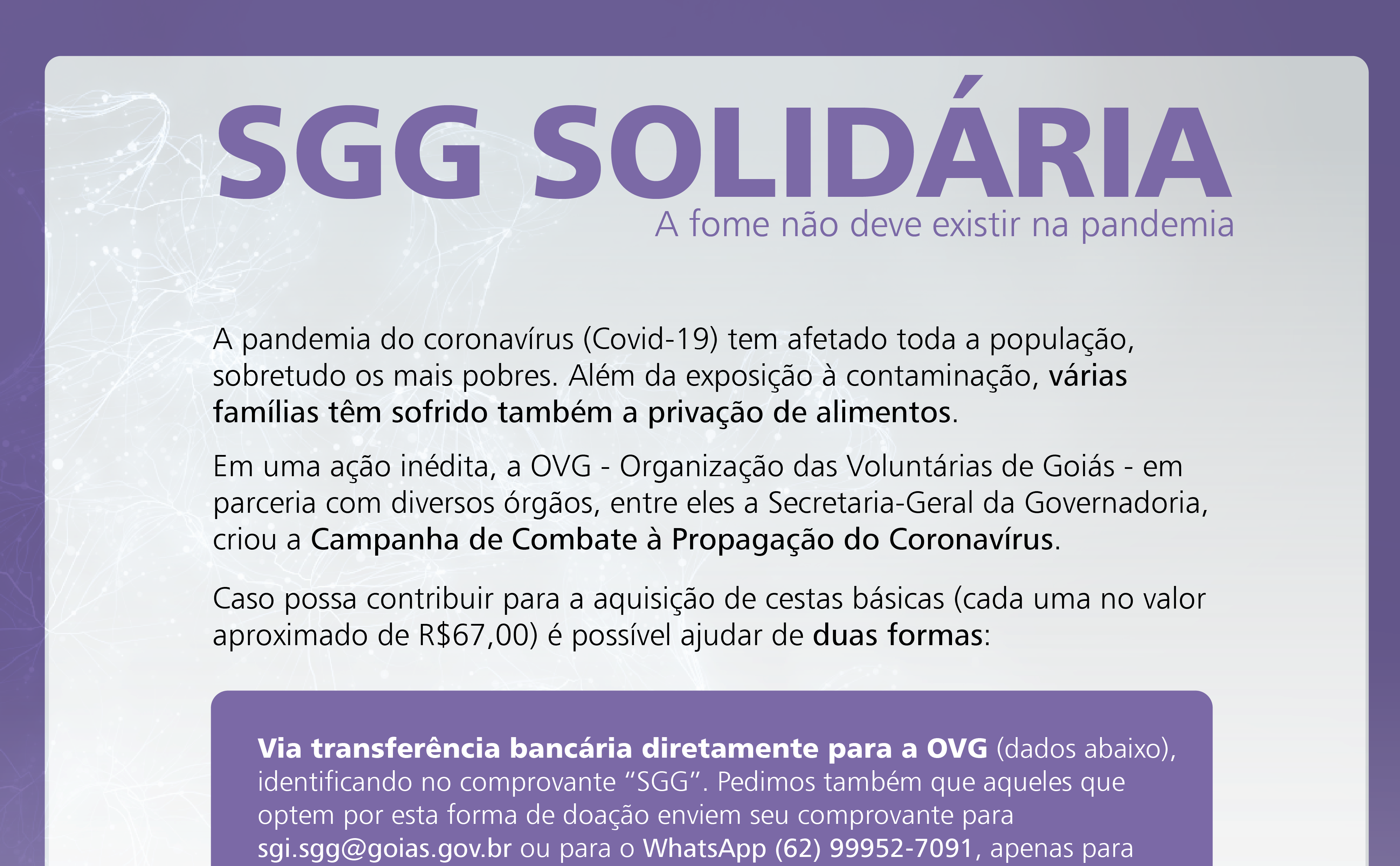 SGG Solidária – Campanha conta a fome