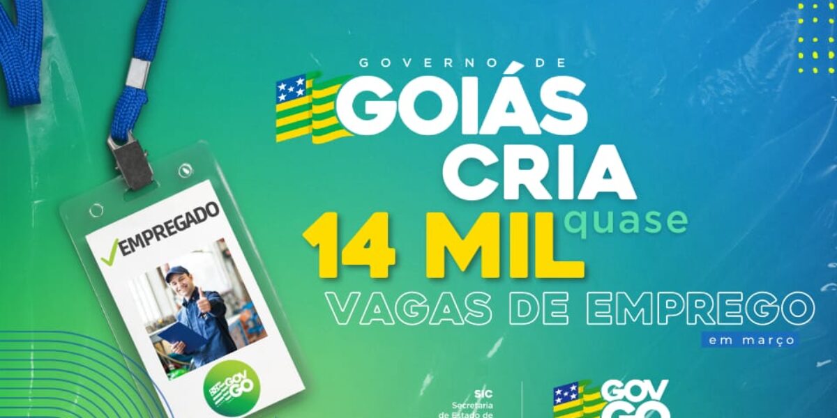Goiás cria quase 14 mil vagas de emprego em março