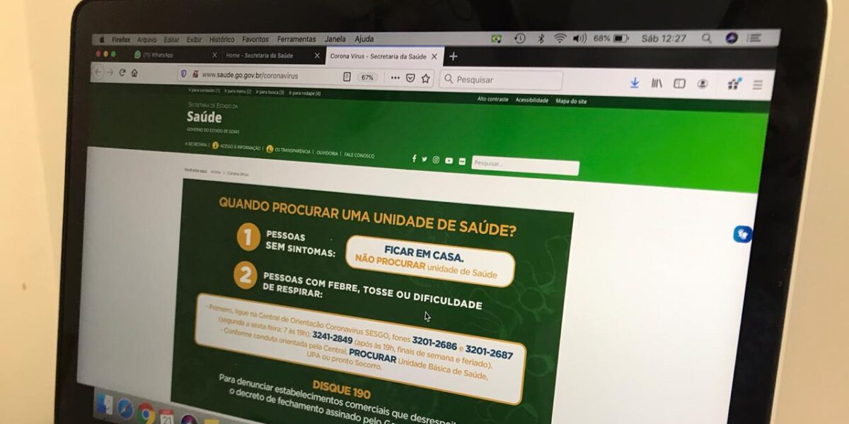 Governo de Goiás lança hotsite com informações sobre o coronavírus
