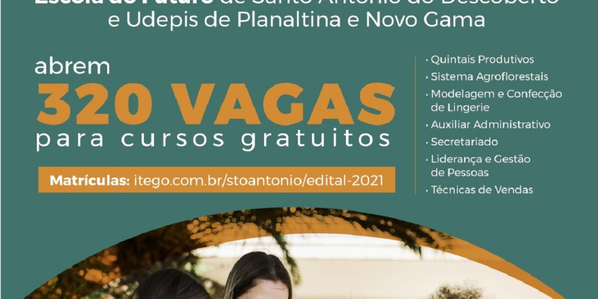 Escola do Futuro em Santo Antônio do Descoberto tem sete novos cursos com inscrições abertas