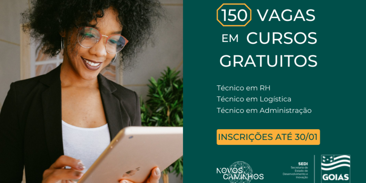 Novos Caminhos abrem inscrições para 150 vagas de cursos técnicos gratuitos