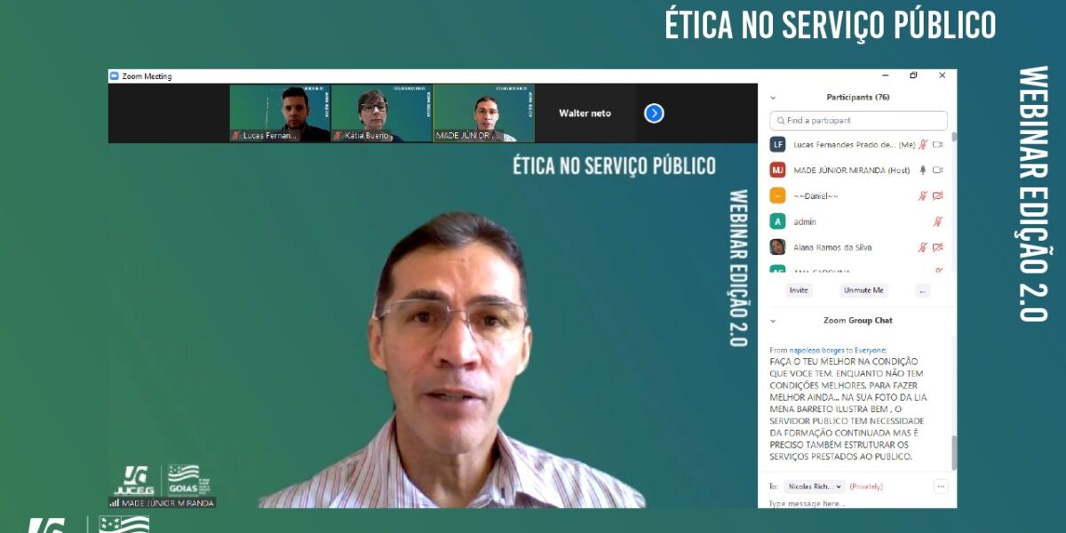 JUCEG realiza 2ª edição do Webinar sobre Ética no Serviço Público