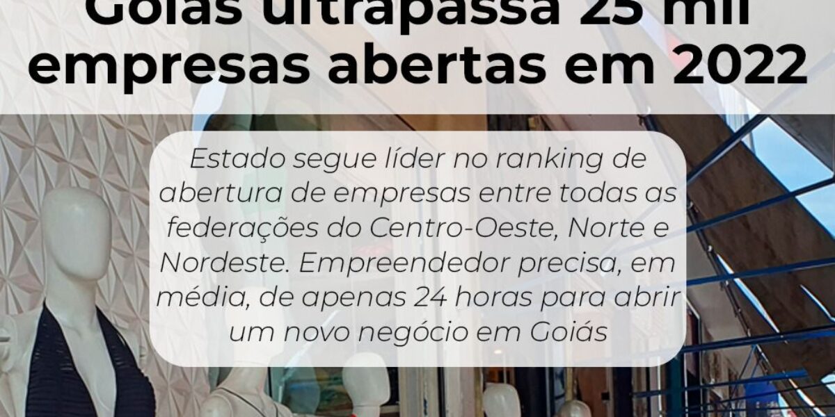 Goiás ultrapassa 25 mil empresas abertas em 2022
