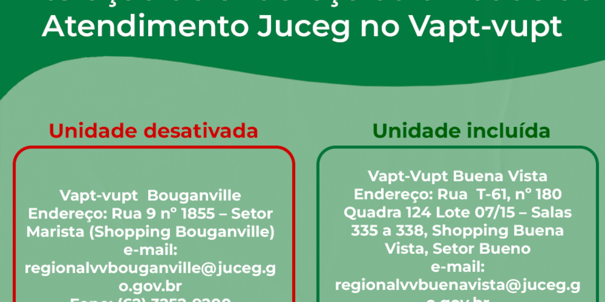 07/12 – Novo local de atendimento Juceg