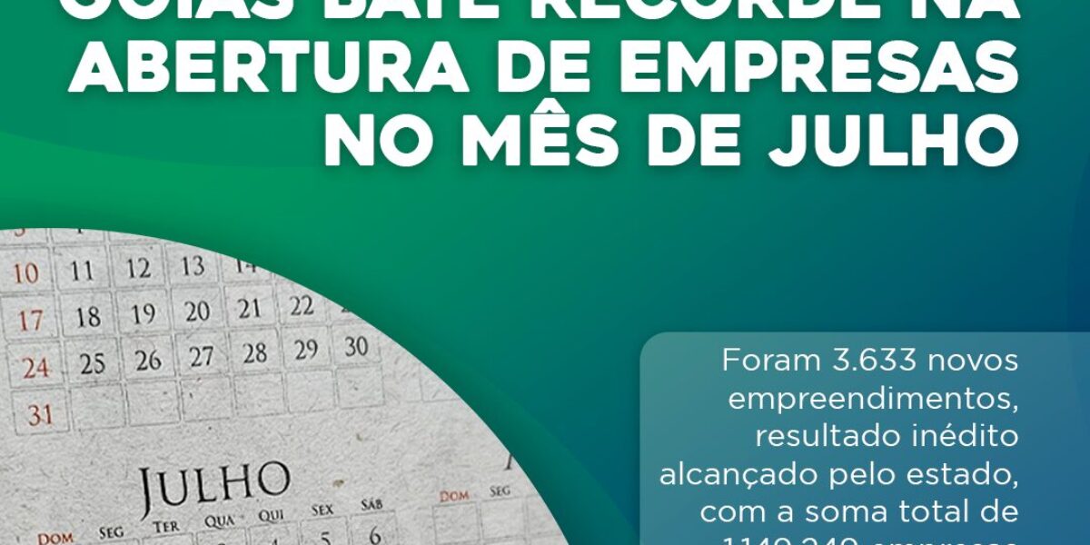 Goiás bate recorde na abertura de empresas no mês de julho