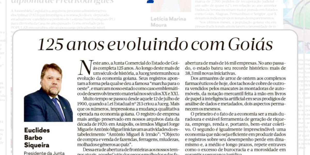 Presidente da Junta Comercial ressalta importância da autarquia em seus 125 anos de história
