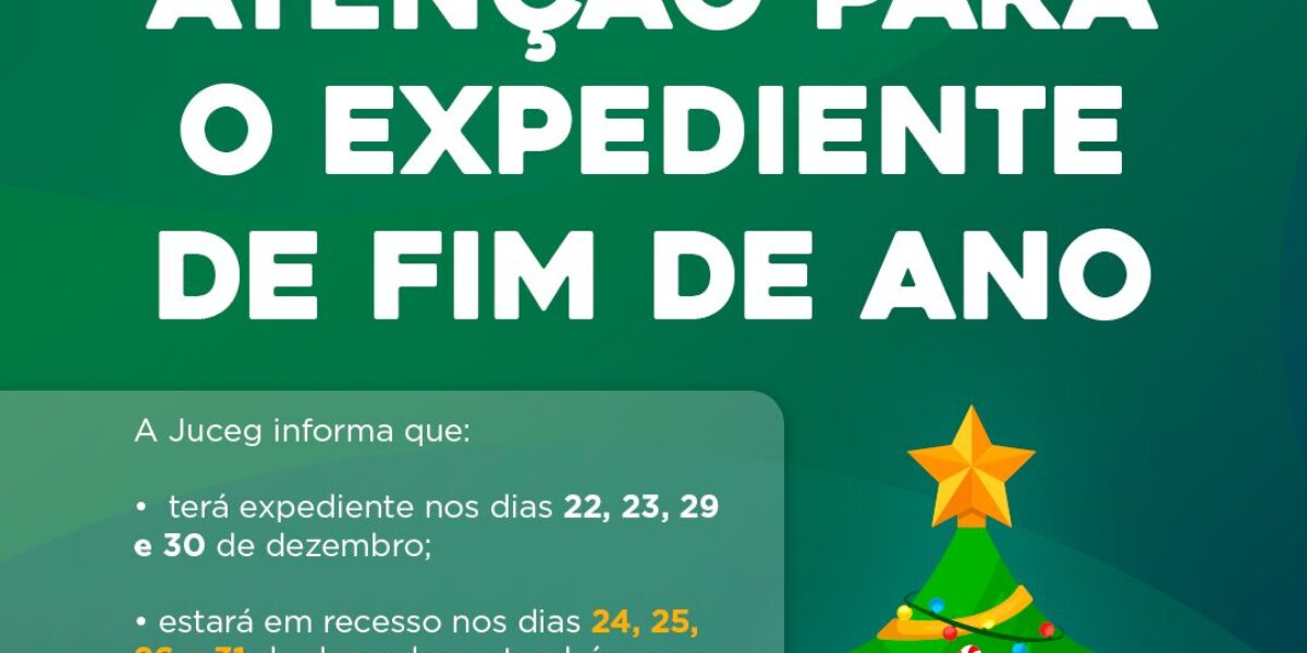 Atenção para o expediente de fim de ano!