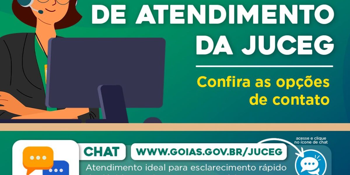 Canais oficiais de atendimento da Juceg