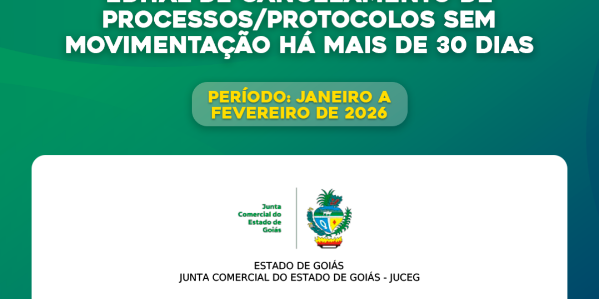 Edital de cancelamento de processos/protocolos sem movimentação há mais de 30 dias