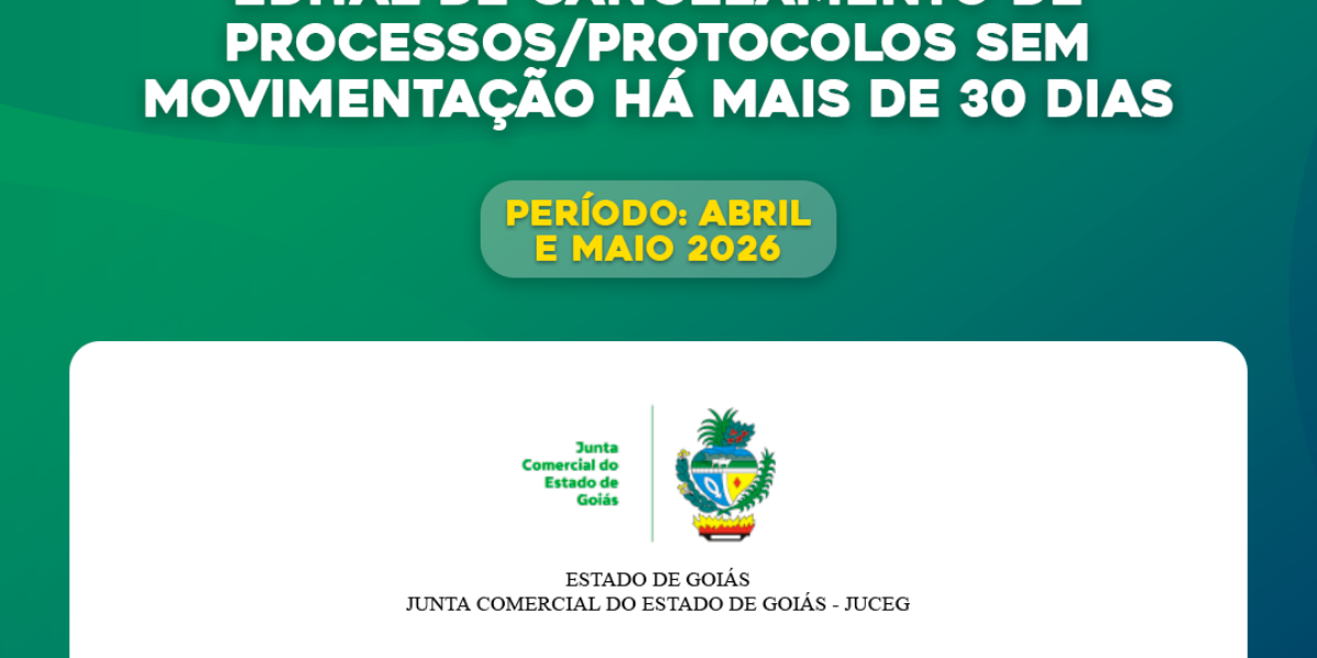 Edital de cancelamento de processos/protocolos sem movimentação há mais de 30 dias