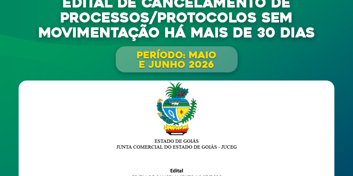 Edital de cancelamento de processos/protocolos sem movimentação há mais de 30 dias