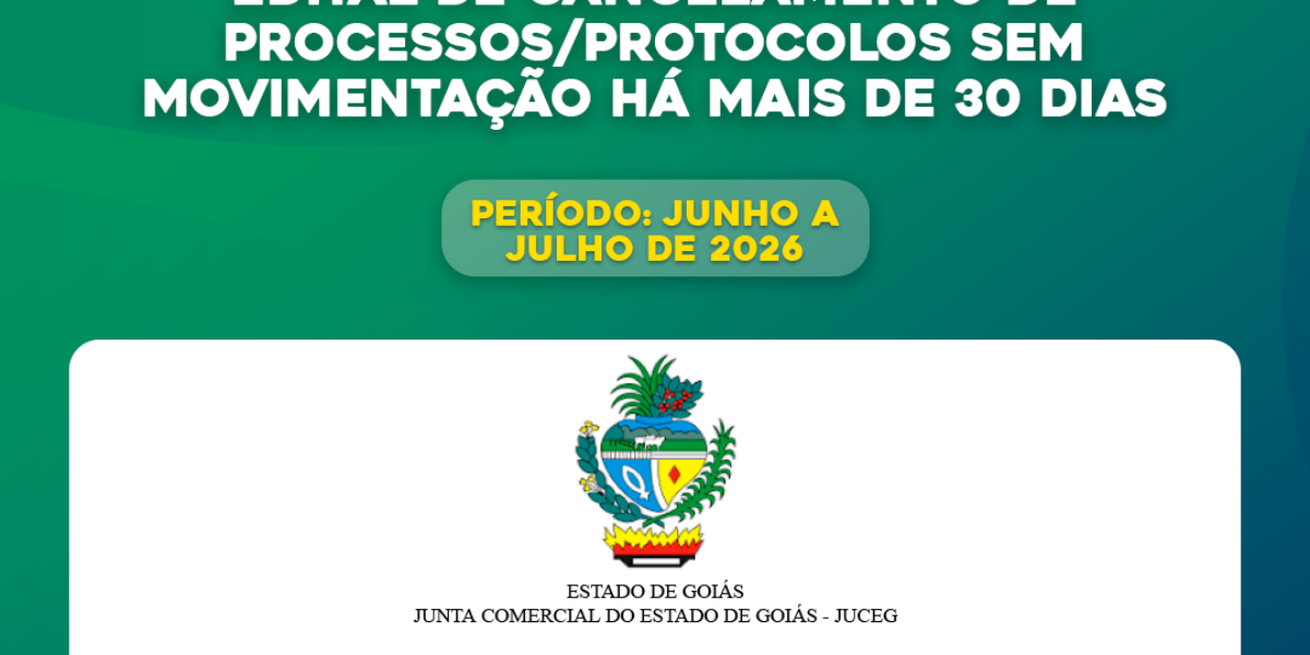 Edital de cancelamento de processos/protocolos sem movimentação há mais de 30 dias