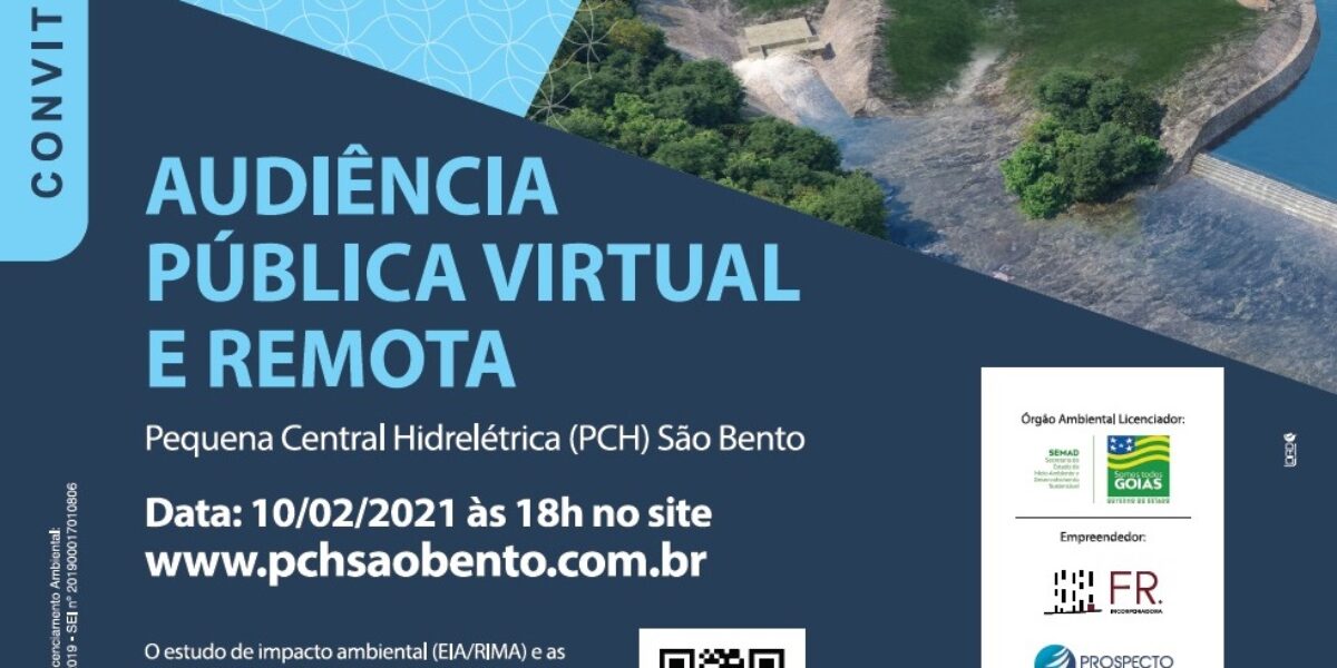 Semad convida população para audiência pública virtual que vai debater a instalação da PCH São Bento, em Davinópolis