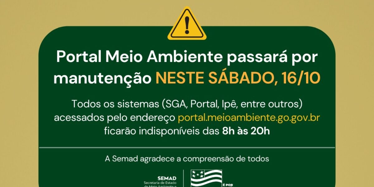 Portal Meio Ambiente passa por manutenção neste sábado (16)