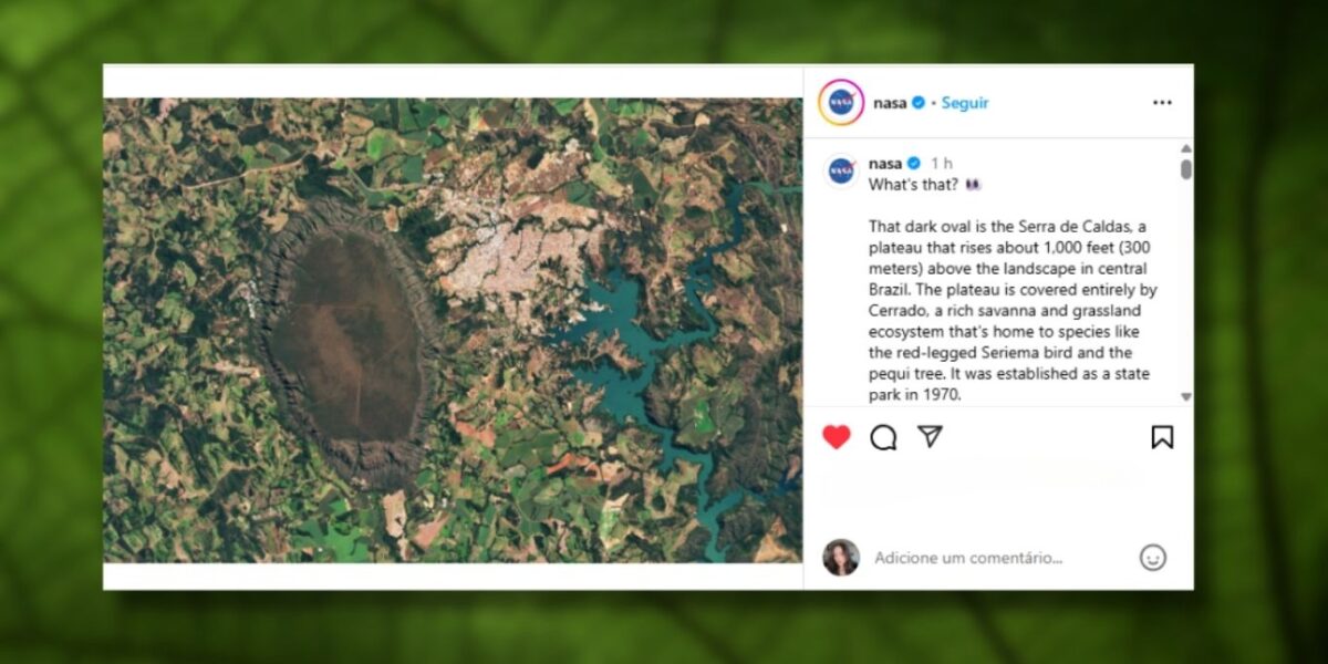 ‘What’s that?’: Nasa publica imagem aérea do Parque Estadual da Serra de Caldas Novas