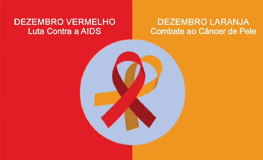 Dezembro é vermelho e laranja contra a Aids e o câncer de pele