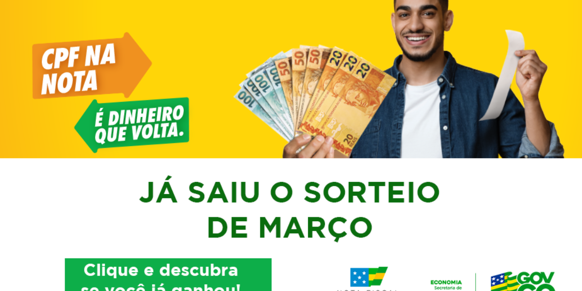Governo de Goiás distribui R$ 1,2 milhão no sorteio da Nota Fiscal Goiana