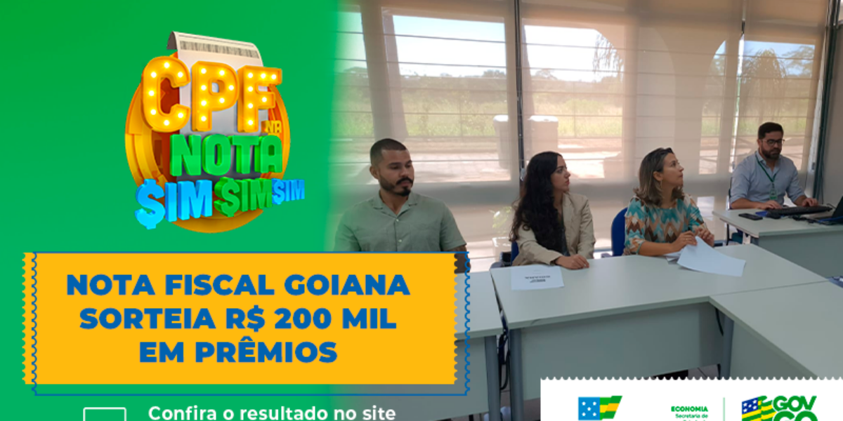 Nota Fiscal Goiana premia morador de Goiânia com R$ 50 mil