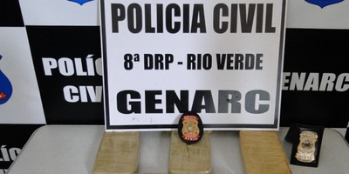 Genarc de Rio Verde faz apreensão de 5 quilos de pasta base de cocaína