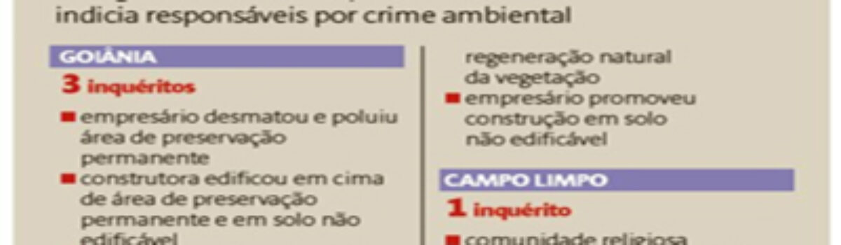 Polícia Civil indicia fazendeiros, empresários e construtores por crimes ambientais
