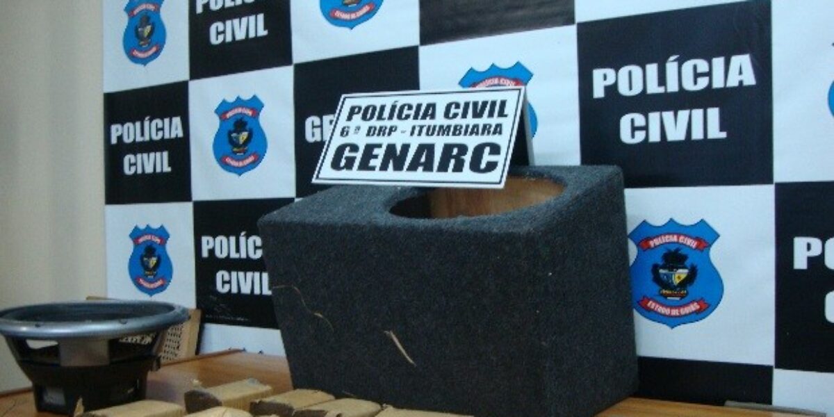 Itumbiara: Polícia Civil apreende  13  tabletes de maconha dentro de caixa de som automotivo