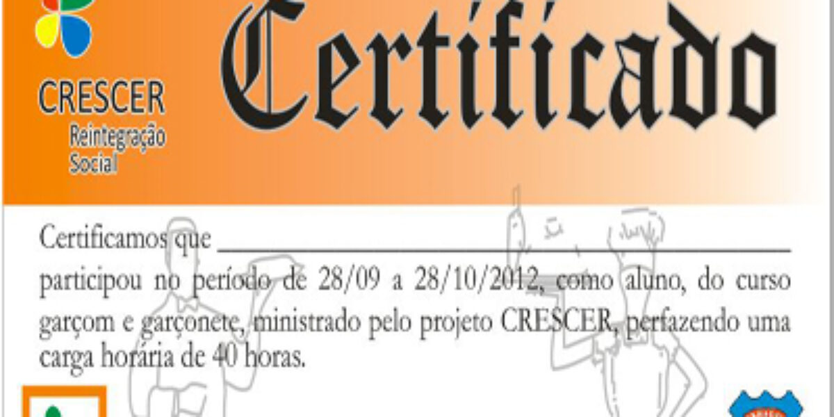 DEPAI entrega certificado  de garçom e garçonete a menores infratores do Projeto Crescer