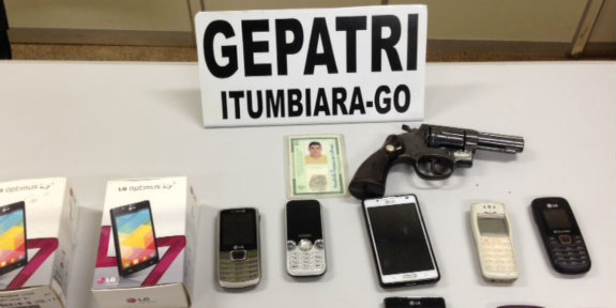 GEPATRI de Itumbiara localiza arma raspada e celulares durante busca