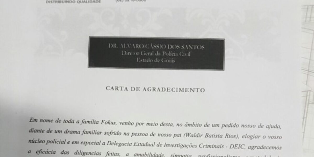 Empresário goiano elogia atendimento recebido na Deic