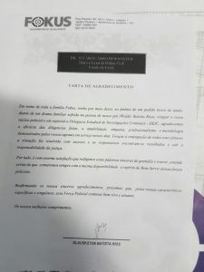 carta de agradecimento