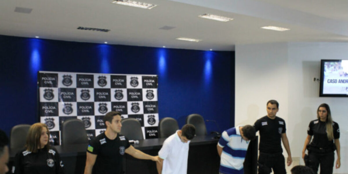 DIH apresenta presos do caso Andressa e Uênio a imprensa e parentes da adolescente morta