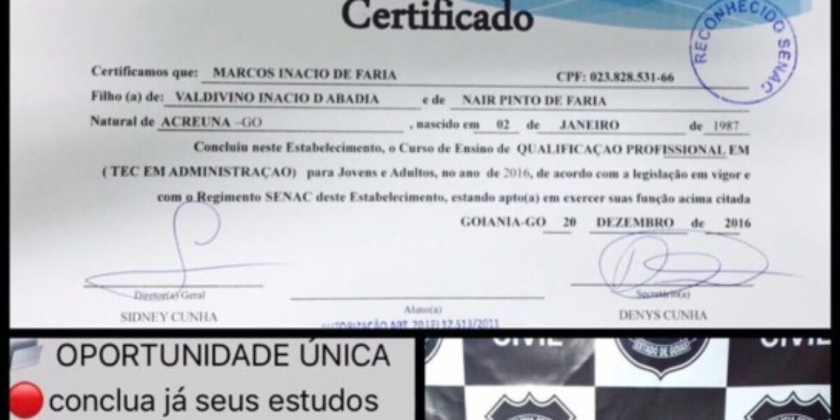 Polícia Civil prende homem em flagrante por vende de diplomas falsos