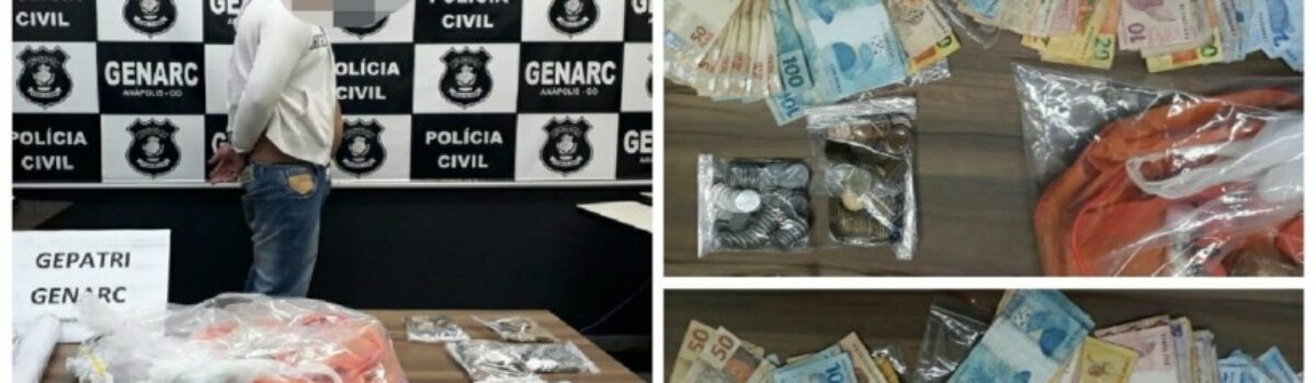Polícia Civil de Anápolis prende em flagrante traficante de drogas
