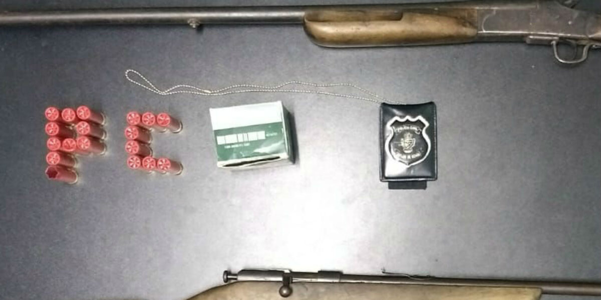 Genarc recupera moto roubada e apreende armas na zona rural de Faina