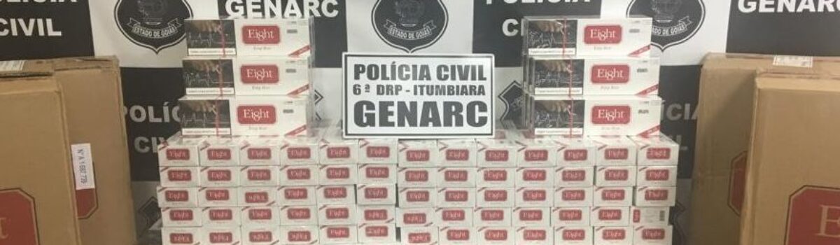 Genarc de Itumbiara apreende caminhão com adulteração de sinal que transportava 150 mil maços de cigarros contrabandeados