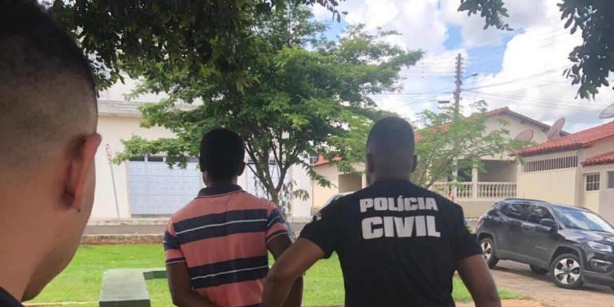 Polícia Civil prende em Mineiros suspeito de roubos; autor usava uniforme de pedreiro para disfarçar