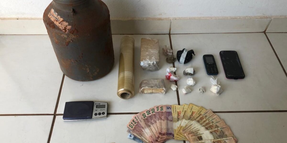 Polícia Civil prende em Caçu dois suspeitos de tráfico; a droga estava enterrada no quintal da casa