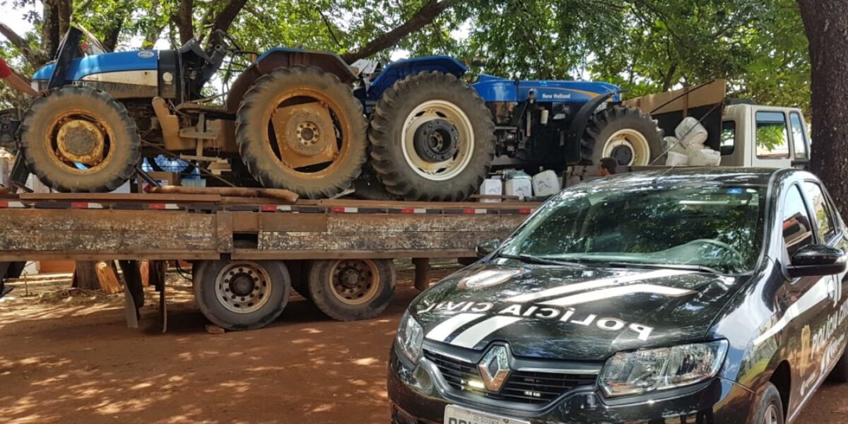 Gepatri de Itumbiara recupera tratores e defensivos agrícolas roubados; receptador foi preso