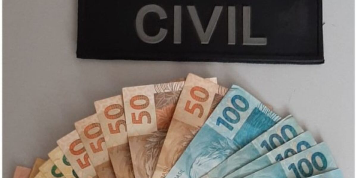 Polícia Civil recupera dinheiro furtado de vítima, em Porangatu
