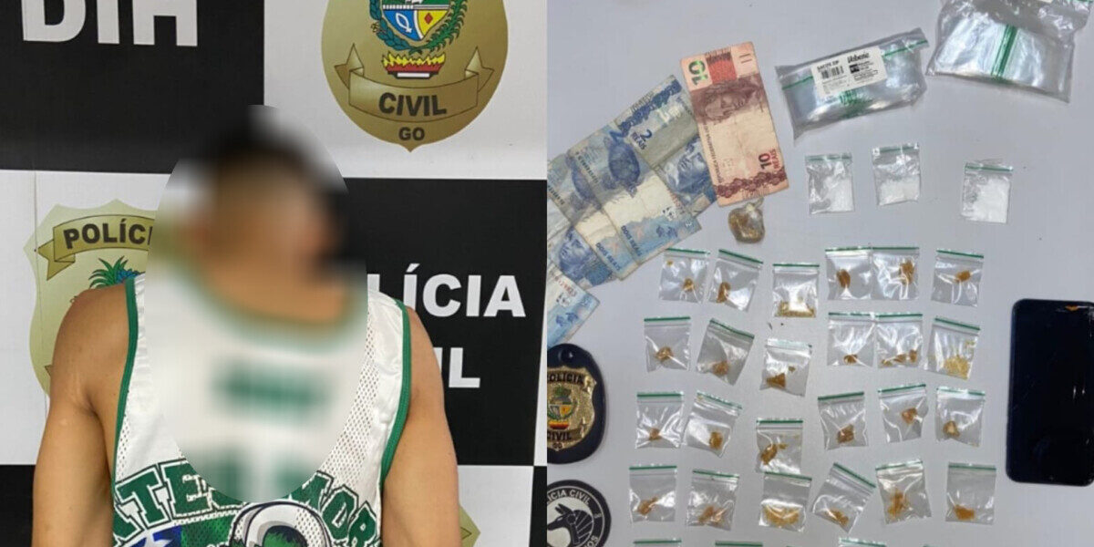 Indivíduo é preso em flagrante por tráfico de drogas na região Oeste de Goiânia