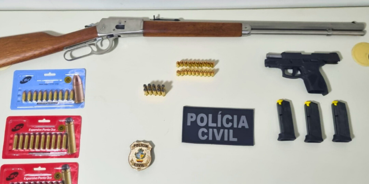 PCGO apreende armas e munições de investigado por agredir e ameaçar esposa