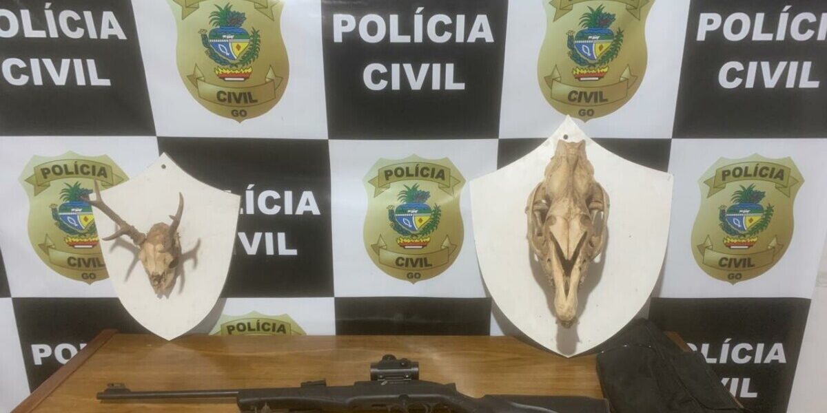 PC faz buscas e apreende arma, munições e partes de animais silvestres em Sanclerlândia