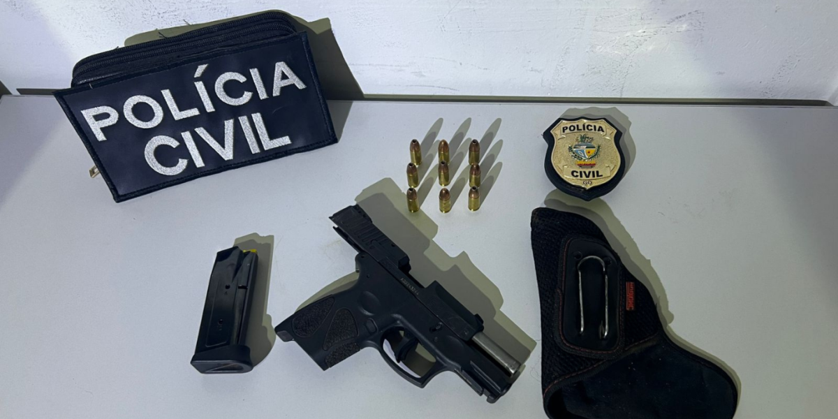 PCGO prende em flagrante homem por porte ilegal de arma de fogo e ameaça