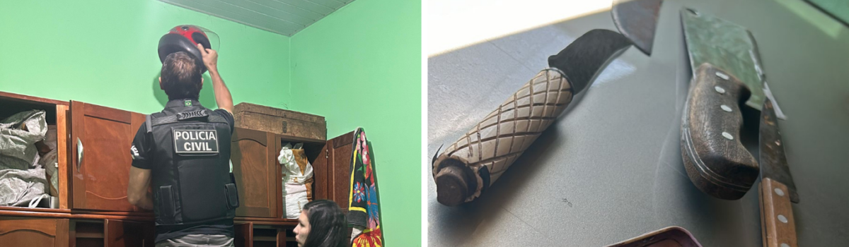PCGO apreende munições e armas brancas em casa de investigado por violência doméstica