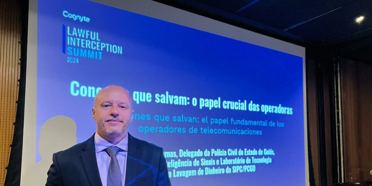 Delegado da PCGO faz palestra durante o evento Lawful Interception Summit, em São Paulo