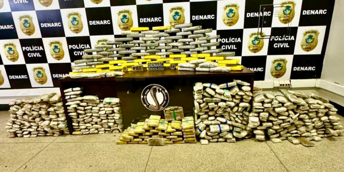 PCGO e PRF apreendem mais de 200 quilogramas de drogas sendo transportados escondidos em caminhão e prendem motorista