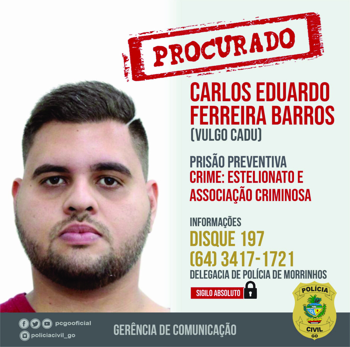 PCGO prende integrante de associação criminosa de estelionatários e falsificadores em Morrinhos