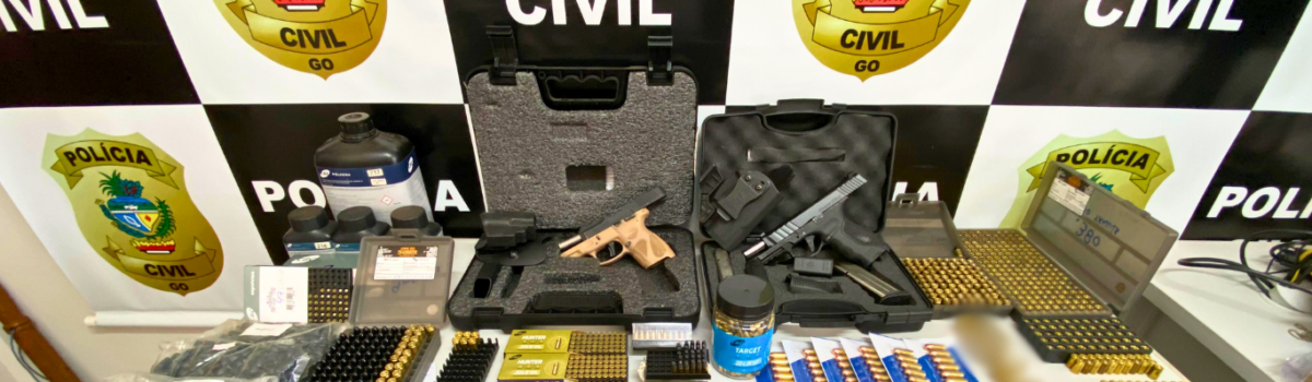 PCGO cumpre mandado de busca e apreende armas de fogo e centenas de munições